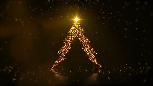 Elegant Golden Particle Christmas Tree Formation Reveal