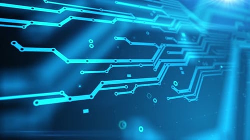 Futuristic Digital Circuit Board Technology Animation Background
