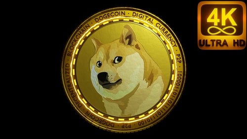 Dogecoin Crypto Peer To Peer Currency Coin Rotating Crypto 3D Nft Alpha Matte Seemless Loop 4K