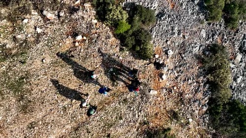 People Gathering in Natural Area Overhead View