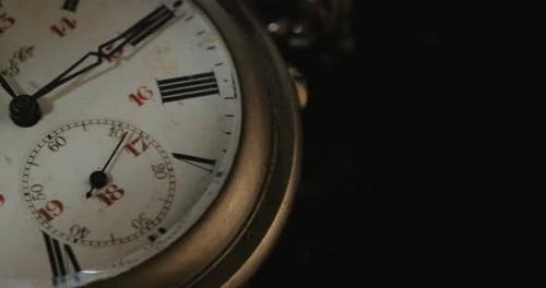 Antique Pocket Watch Timepiece Against Black Background