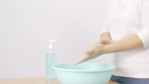 Close Up Washing Hands with Soap and Water