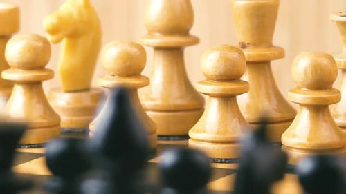 Chess Board Game Pieces Close Up Display