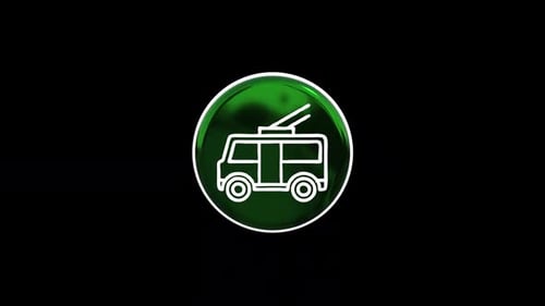 Rotating 3D Trolleybus Line Icon Animation
