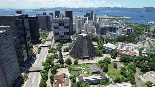 Vista aérea da Catedral Metropolitana do Rio de Janeiro, Brasil.