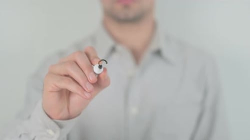 Man Writes "Server" on Glass Surface