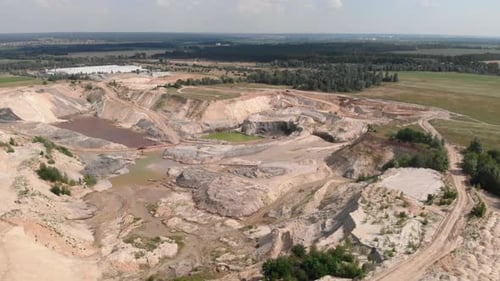 Wide Aerial View of a Large Quarry