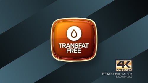Glossy 3D Transfat Free Icon with Golden Ring Spin
