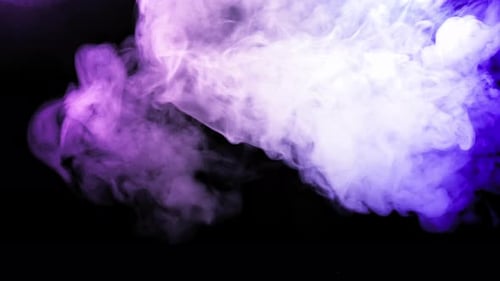 Abstract Purple Smoke Expanding on Black Background