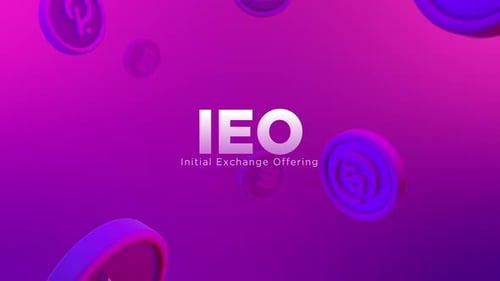 IEO Cryptocurrency Falling Coins Background Loop