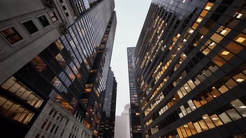 Vista inferior de los rascacielos en Chicago