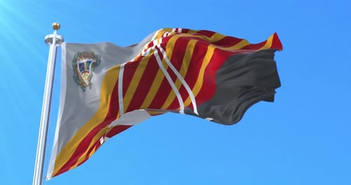 Waving Flag Animation Against Blue Sky