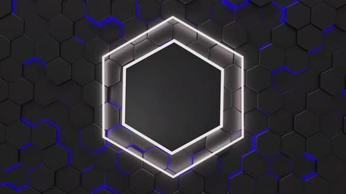 3D animation loop. Empty space for text on an abstract futuristic background