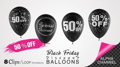 Animated Sale Balloons Collection with Alpha Channel