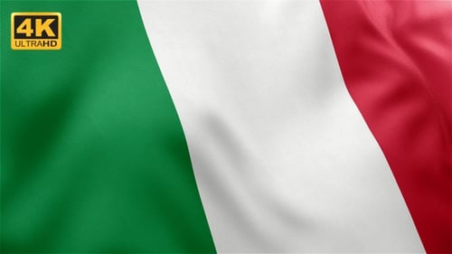 Waving Italian Flag Realistic Fabric Loop Motion Background