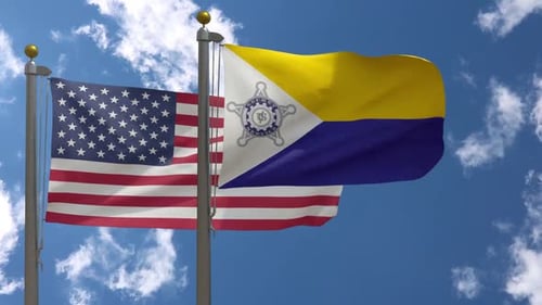 USA and Organizational Flag Waving in Realistic 3D