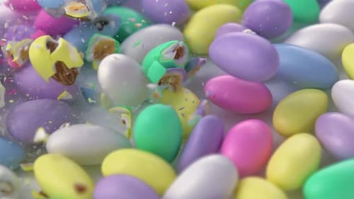Candy Almonds Exploding in Pastel Colors