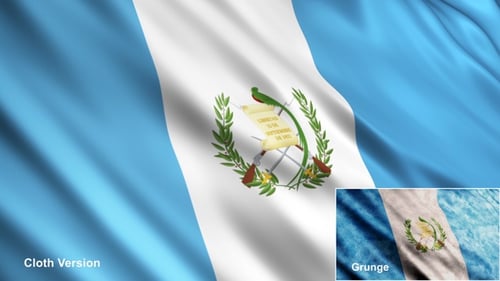 Guatemala Flag Waving Animated Background with Grunge Texture