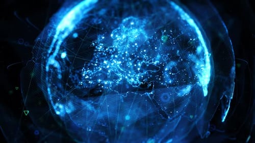 Futuristic Digital Earth Global Network Connection Animation