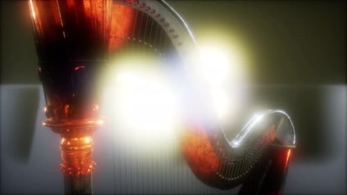 Elegant Golden Harp with Dynamic Light Animation
