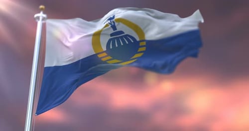 Realistic Waving United Nations Flag Animation Against Sunset