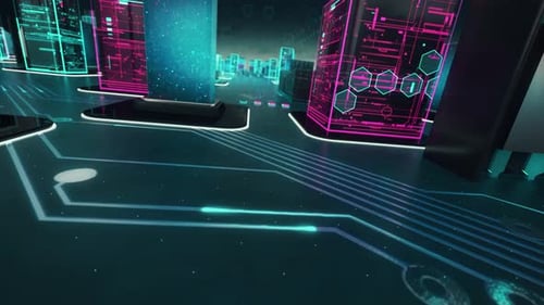 Futuristic Digital Network City for Technology Corporate Management Title Reveal