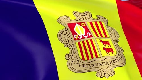 Andorra National Flag Realistic Waving Loop Animation