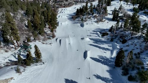 Aerial View of Mountain Ski Resortduring Winter Season