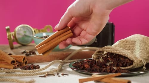 Close Up Spices with Vintage Camera