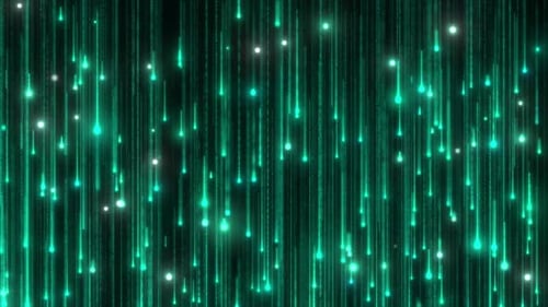 Green glowing particles lines