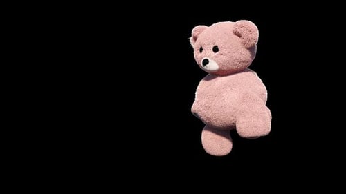 Animated Pink Teddy Bear Waving and Dancing Character