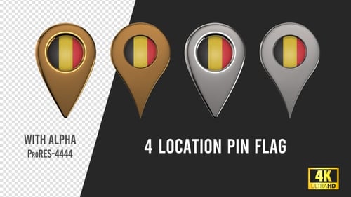 3D Metallic Belgium Flag Location Pin Pack