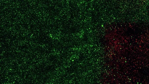 Dynamic Green and Red Shimmering Abstract Particle Background