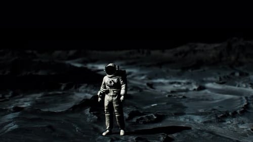 Astronaut Standing on Moon Surface Animation