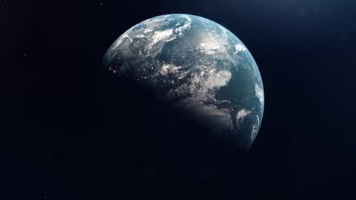 Stunning 3D Earth Rotating in Dark Space with Stars