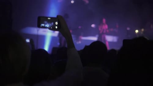 Crowd Films Band Performance at Concert