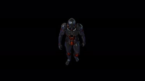 Vista superior del soldado de metal armado 4K