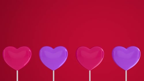 Pulsing Heart Lollipop Animation with Red Background