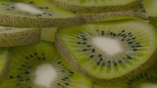Close Up of Sliced Green Kiwi Fruit