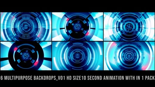 Futuristic Blue Rotating Circles Data Animation Background