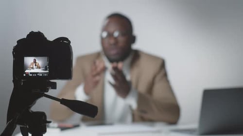 Man Filming Himself for Online Content Creation
