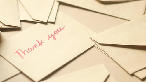 Close Up of Thank You Notes and Envelopes