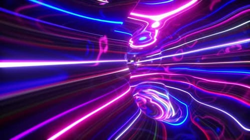 Neon Abstract Light Tunnel Seamless Loop Background