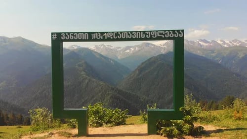 Fast Zoom Out View Of Photo Frame In Svaneti