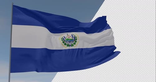 Realistic El Salvador National Flag Waving Animation