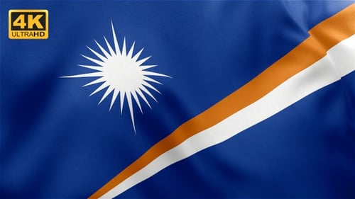 Waving Marshall Islands Flag in Realistic Fabric Texture