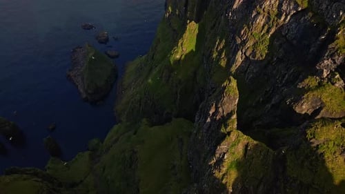 Drone Over High Sea Cliff Beinisvord
