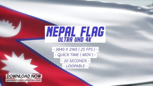 Realistic Nepal Flag Waving in Slow Motion with Detailed Fabric