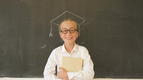 Smiling Young Student with Graduation Cap Drawing