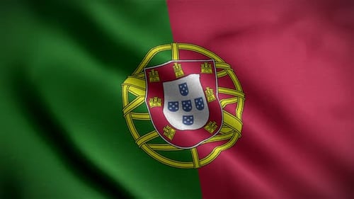 Portugal Flag Waving in Realistic Fabric Motion